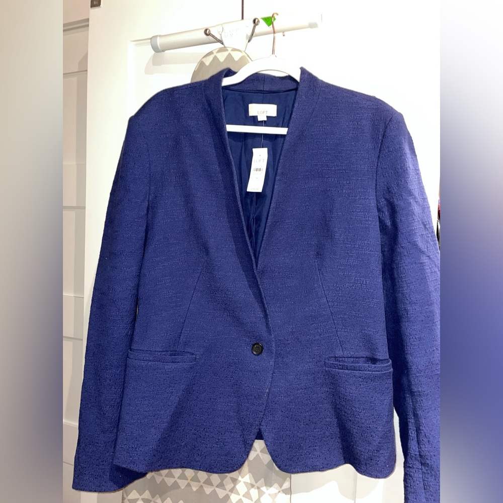 LOFT blue linen blend blazer NWT